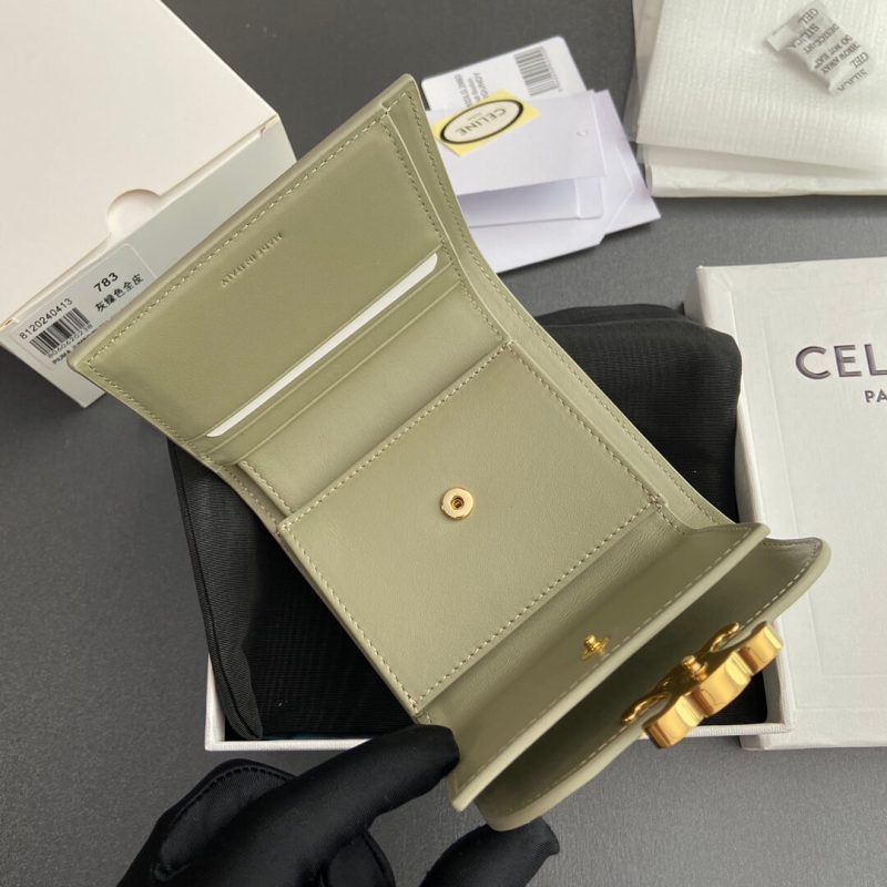 CELINE Small Flap Wallet TRIOMPHE IN Shiny Smooth Lambskin - Image 7