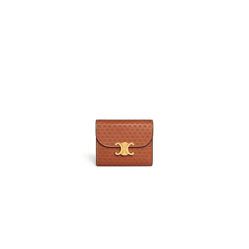 CELINE Small Flap Wallet TRIOMPHE IN Shiny Smooth Lambskin