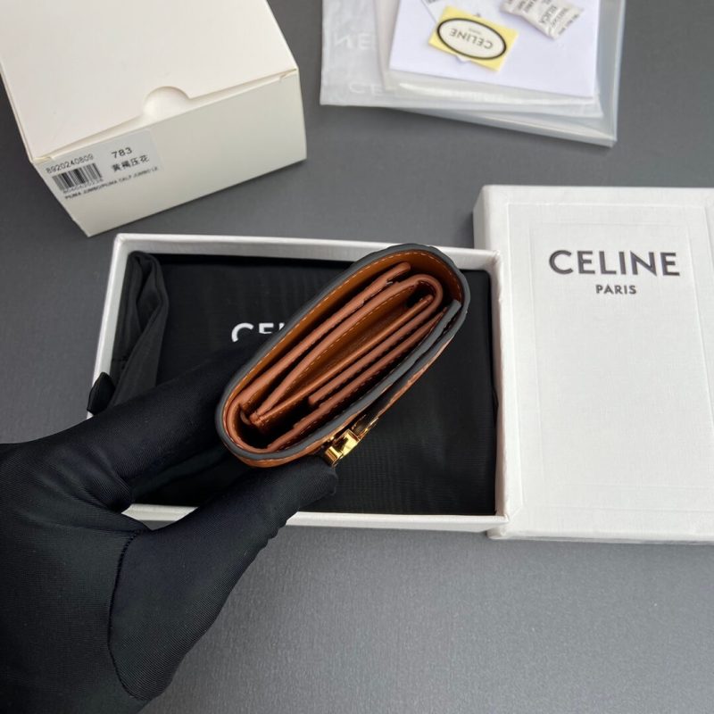 CELINE Small Flap Wallet TRIOMPHE IN Shiny Smooth Lambskin - Image 4