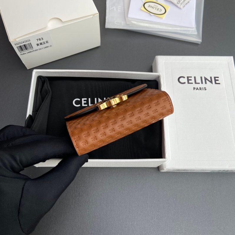 CELINE Small Flap Wallet TRIOMPHE IN Shiny Smooth Lambskin - Image 5