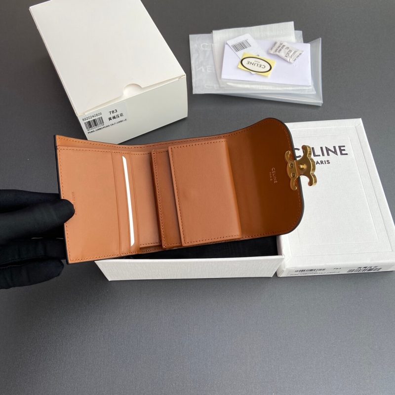 CELINE Small Flap Wallet TRIOMPHE IN Shiny Smooth Lambskin - Image 6