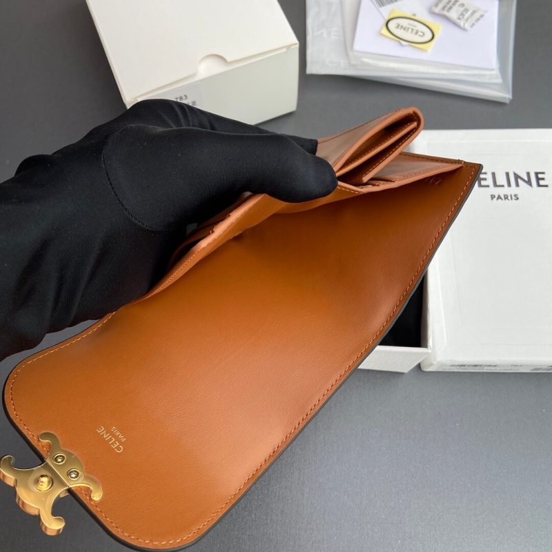 CELINE Small Flap Wallet TRIOMPHE IN Shiny Smooth Lambskin - Image 8