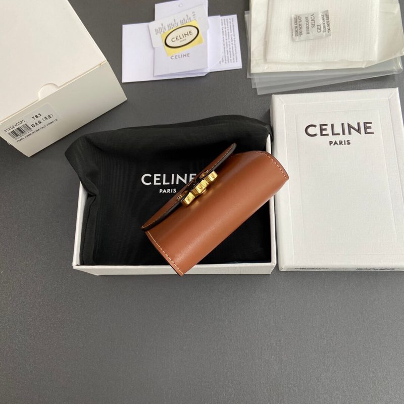 CELINE Small Flap Wallet TRIOMPHE IN Shiny Smooth Lambskin - Image 5