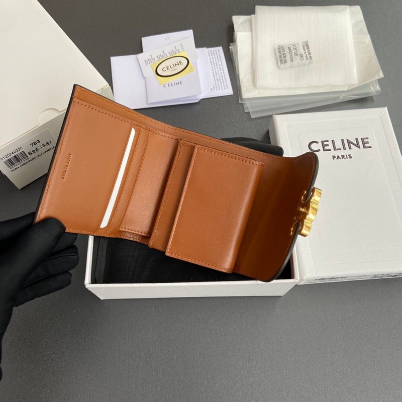 CELINE Small Flap Wallet TRIOMPHE IN Shiny Smooth Lambskin - Image 6