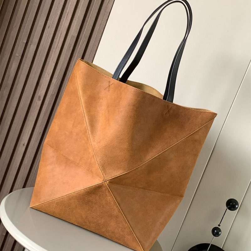 LOEWE Large Puzzle Fold tote in suede calfskin(HIGH-END GRADE) - Image 4