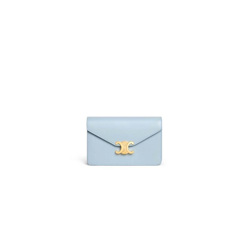 CELINE MARGO Shiny Calfskin Leather Chain Wallet