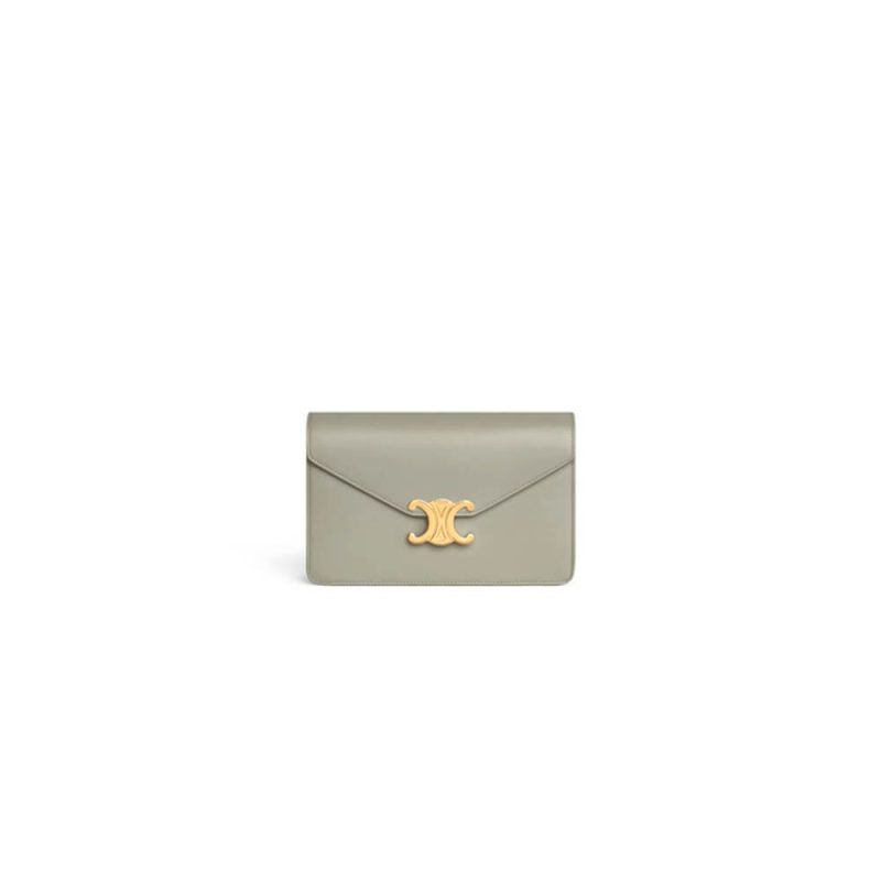 CELINE MARGO Shiny Calfskin Leather Chain Wallet