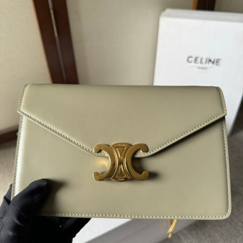 CELINE MARGO Shiny Calfskin Leather Chain Wallet - Image 6