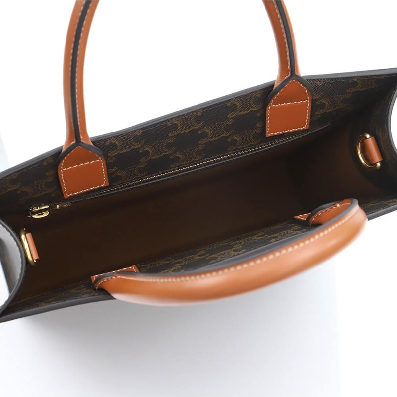 CELINE Vertical Cabas bag in calfskin with logo print and Celine print - Image 8