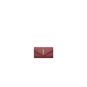 YSL CASSANDRE MATELASSÉ LARGE FLAP WALLET IN GRAIN DE POUDRE LEATHER