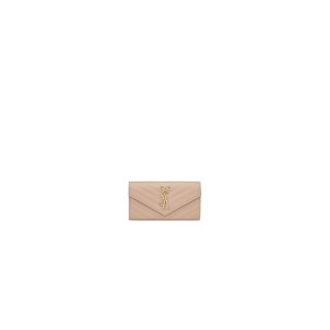 YSL CASSANDRE MATELASSÉ LARGE FLAP WALLET IN GRAIN DE POUDRE LEATHER