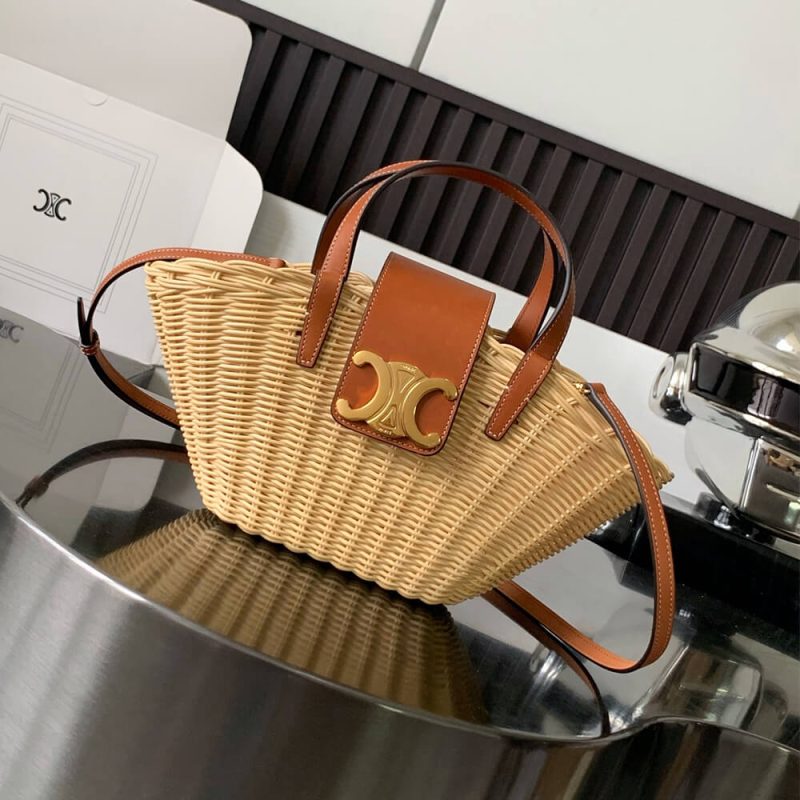 CELINE TEEN COUFFIN BAG IN WICKER AND NATURAL COW LEATHER(High-end Grade) - Image 2